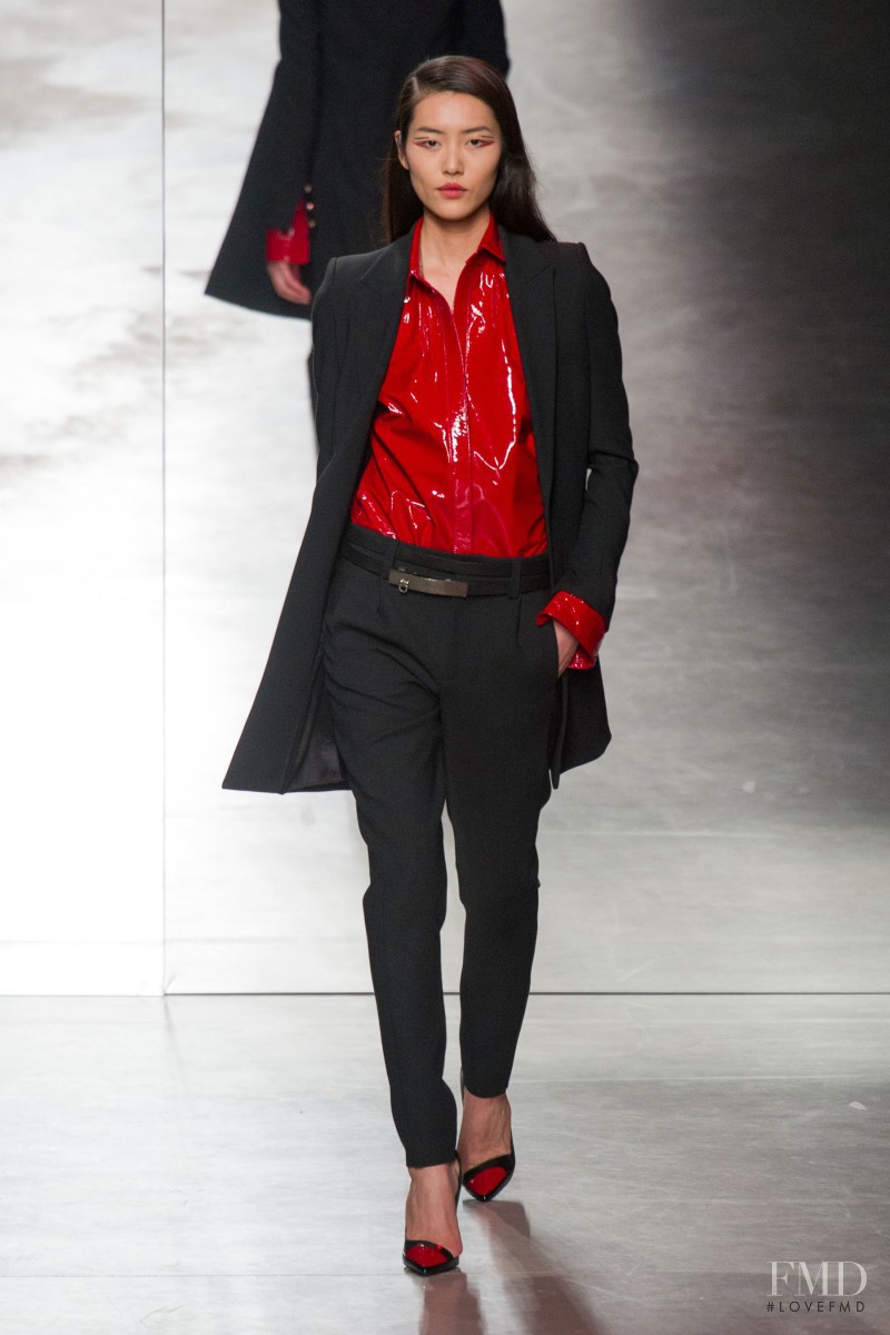Liu Wen featured in  the Anthony Vaccarello fashion show for Autumn/Winter 2014