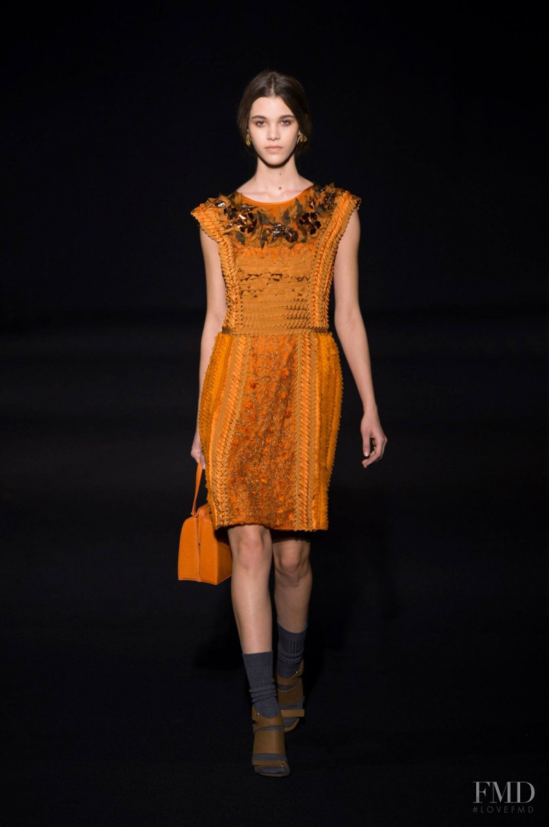 Pauline Hoarau featured in  the Alberta Ferretti fashion show for Autumn/Winter 2014