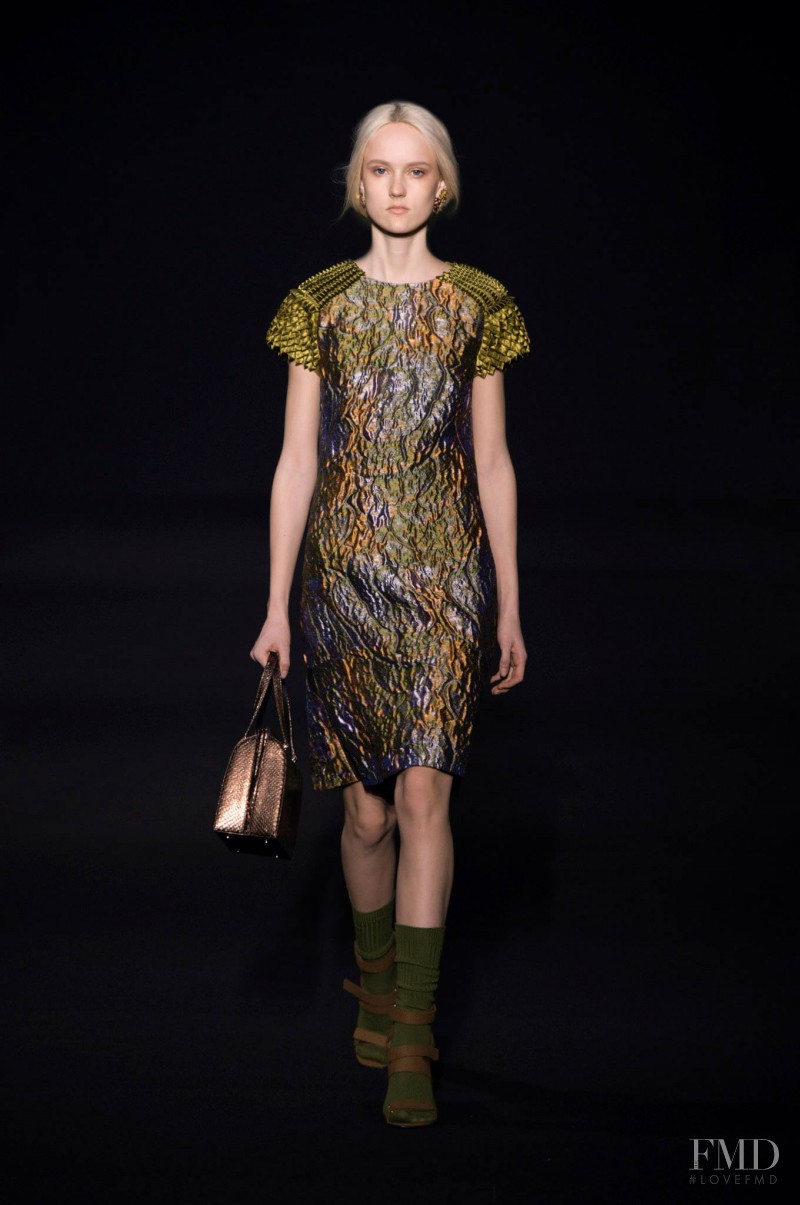 Harleth Kuusik featured in  the Alberta Ferretti fashion show for Autumn/Winter 2014