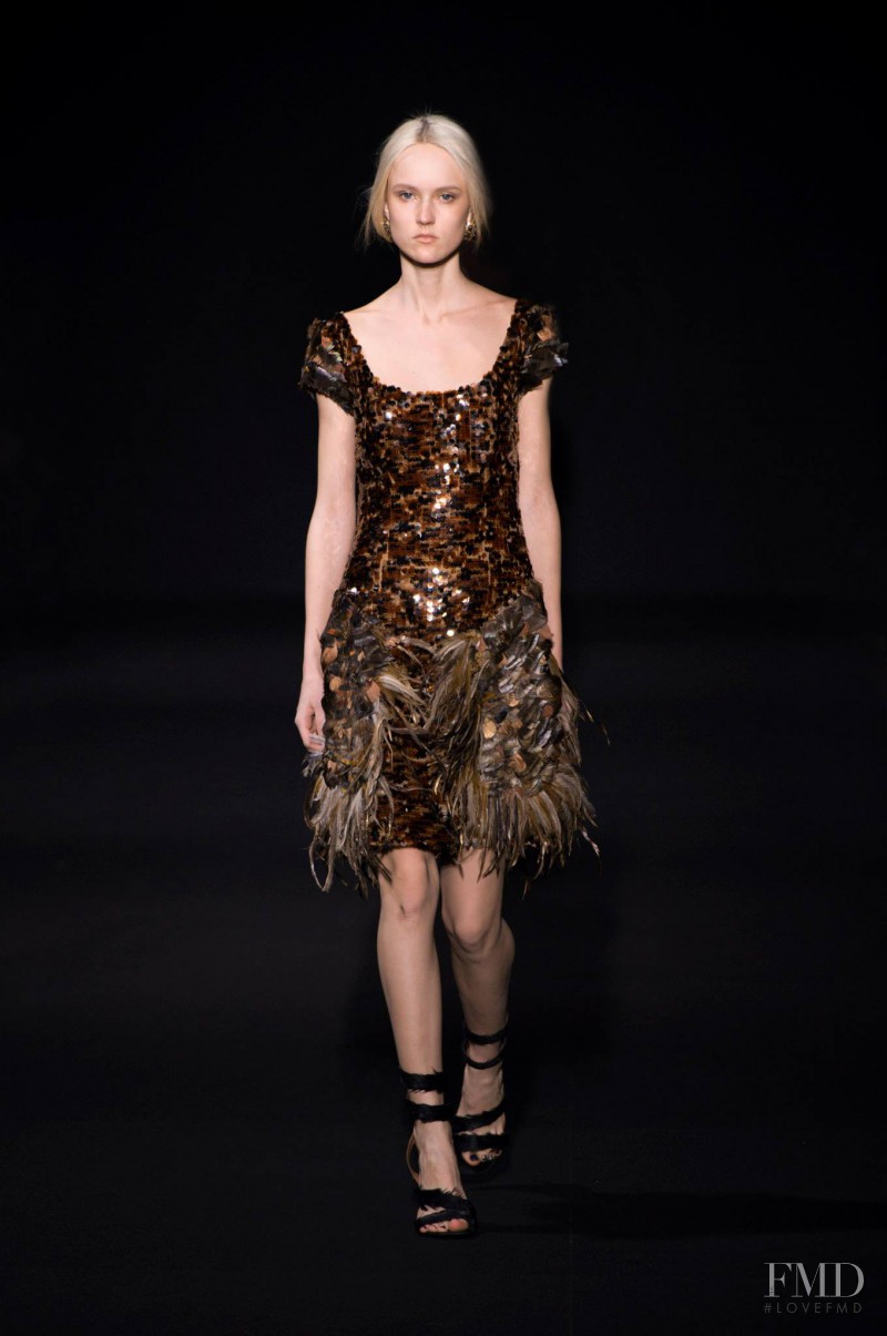 Harleth Kuusik featured in  the Alberta Ferretti fashion show for Autumn/Winter 2014