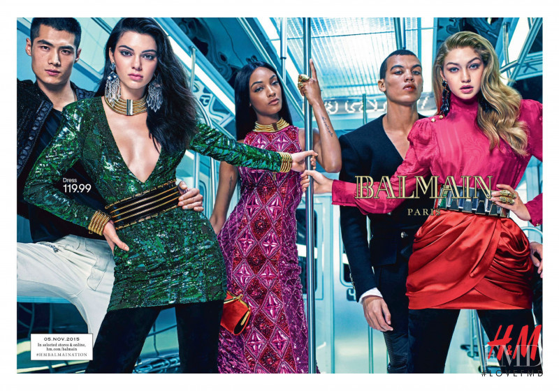 Gigi Hadid featured in  the H&M x Balmain advertisement for Winter 2015