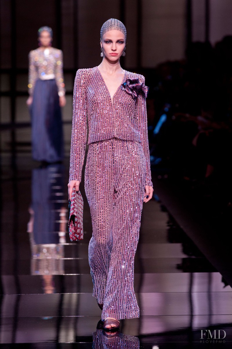 Sasha Luss featured in  the Armani Prive fashion show for Spring/Summer 2014