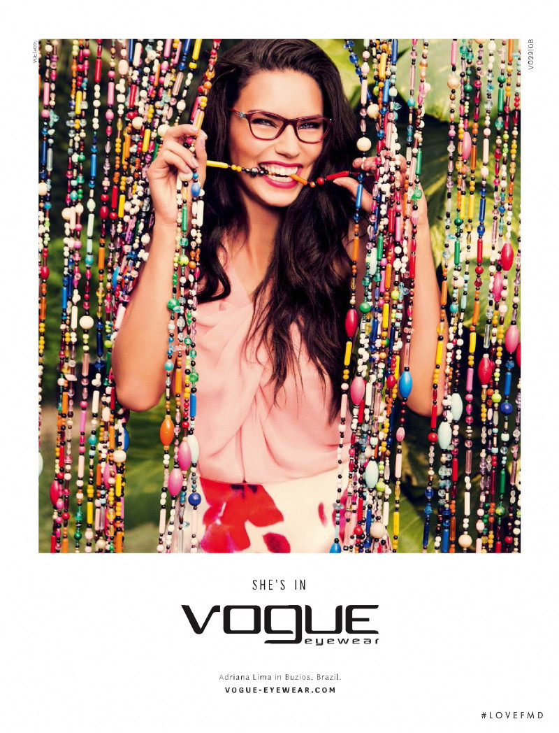 Adriana Lima featured in  the Vogue Eyewear advertisement for Spring/Summer 2015