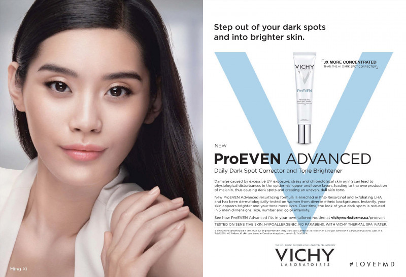 Ming Xi featured in  the Vichy advertisement for Spring/Summer 2015