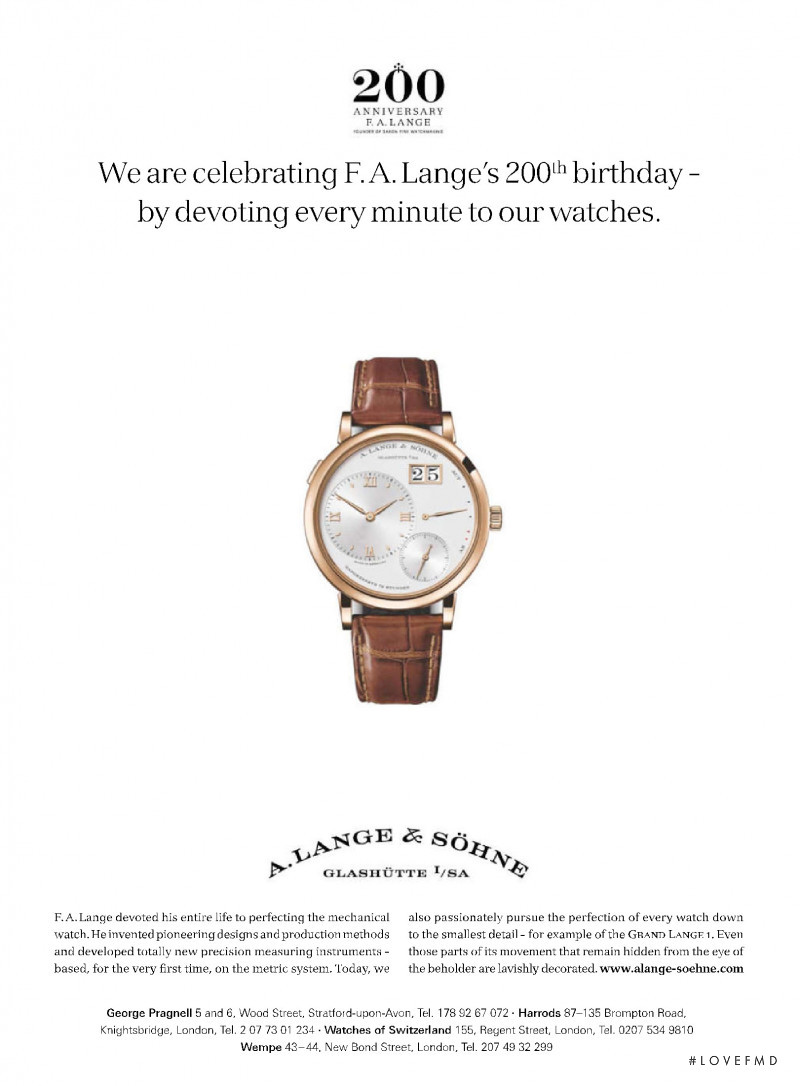 A. Lange & SÃ¶hne advertisement for Autumn/Winter 2015