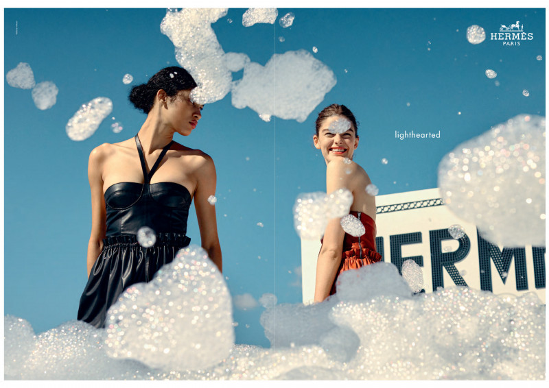 Merlijne Schorren featured in  the Hermès advertisement for Spring/Summer 2022