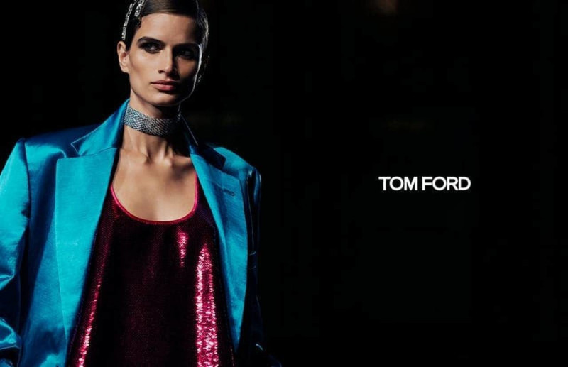 Linda Helena featured in  the Tom Ford advertisement for Spring/Summer 2022