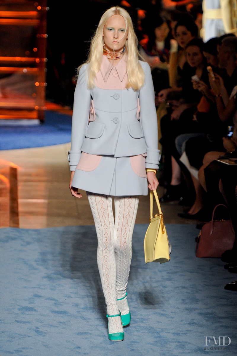 Harleth Kuusik featured in  the Miu Miu fashion show for Spring/Summer 2014