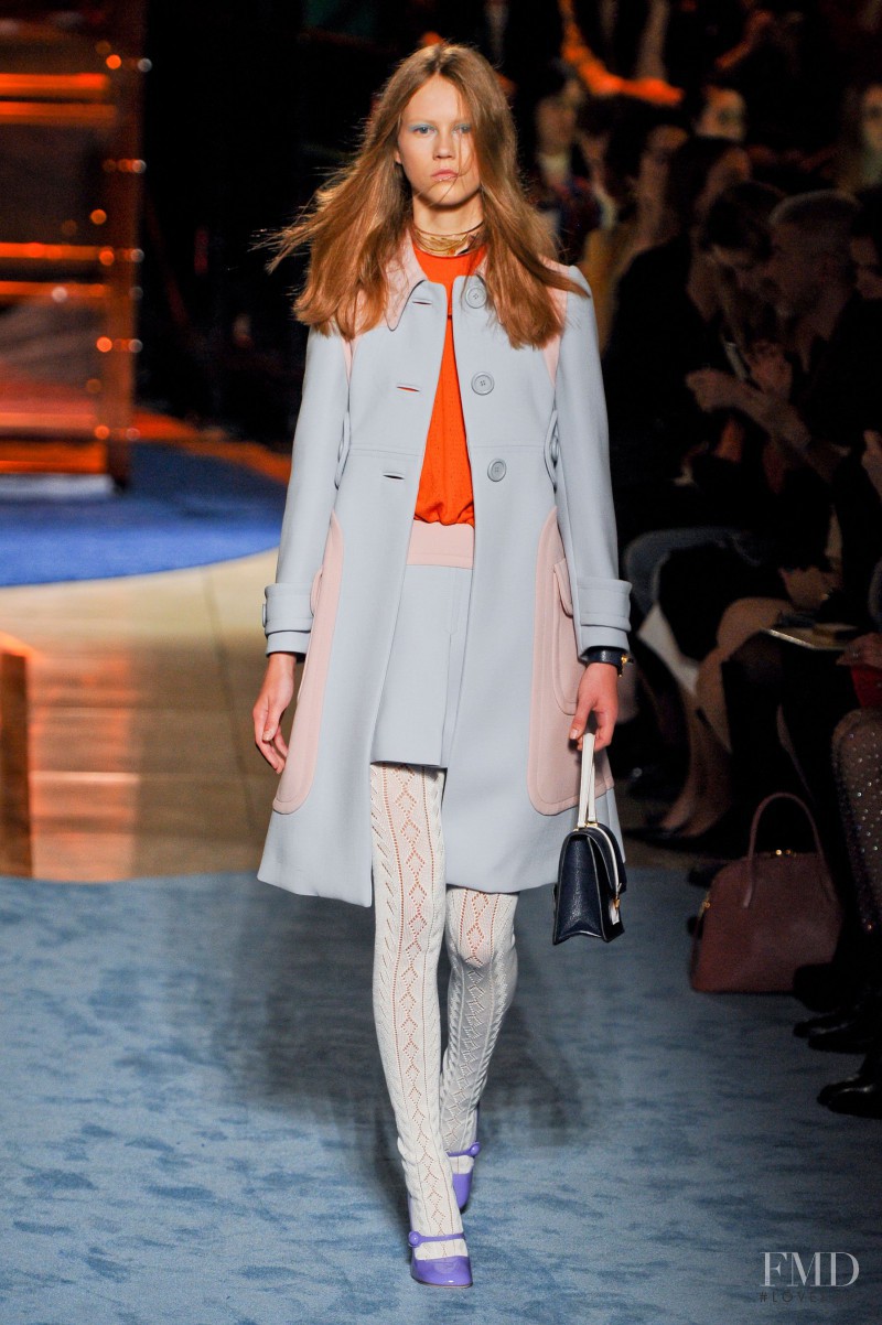 Julie Hoomans featured in  the Miu Miu fashion show for Spring/Summer 2014