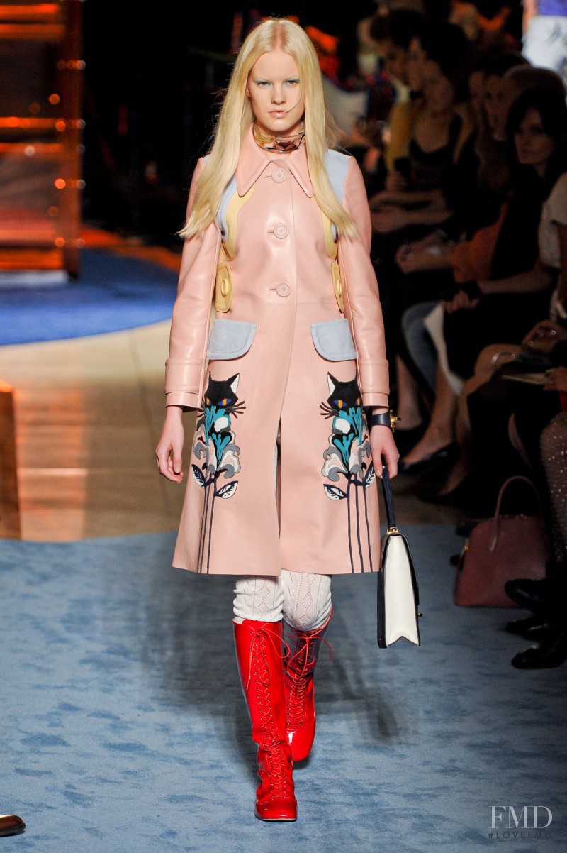 Linn Arvidsson featured in  the Miu Miu fashion show for Spring/Summer 2014