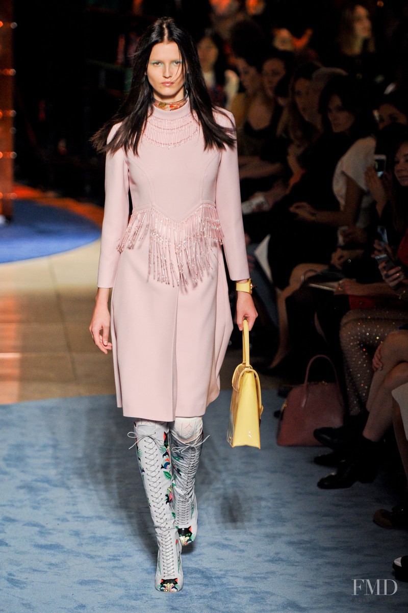 Katlin Aas featured in  the Miu Miu fashion show for Spring/Summer 2014