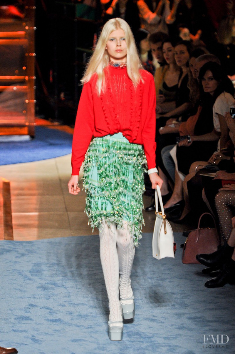 Ola Rudnicka featured in  the Miu Miu fashion show for Spring/Summer 2014