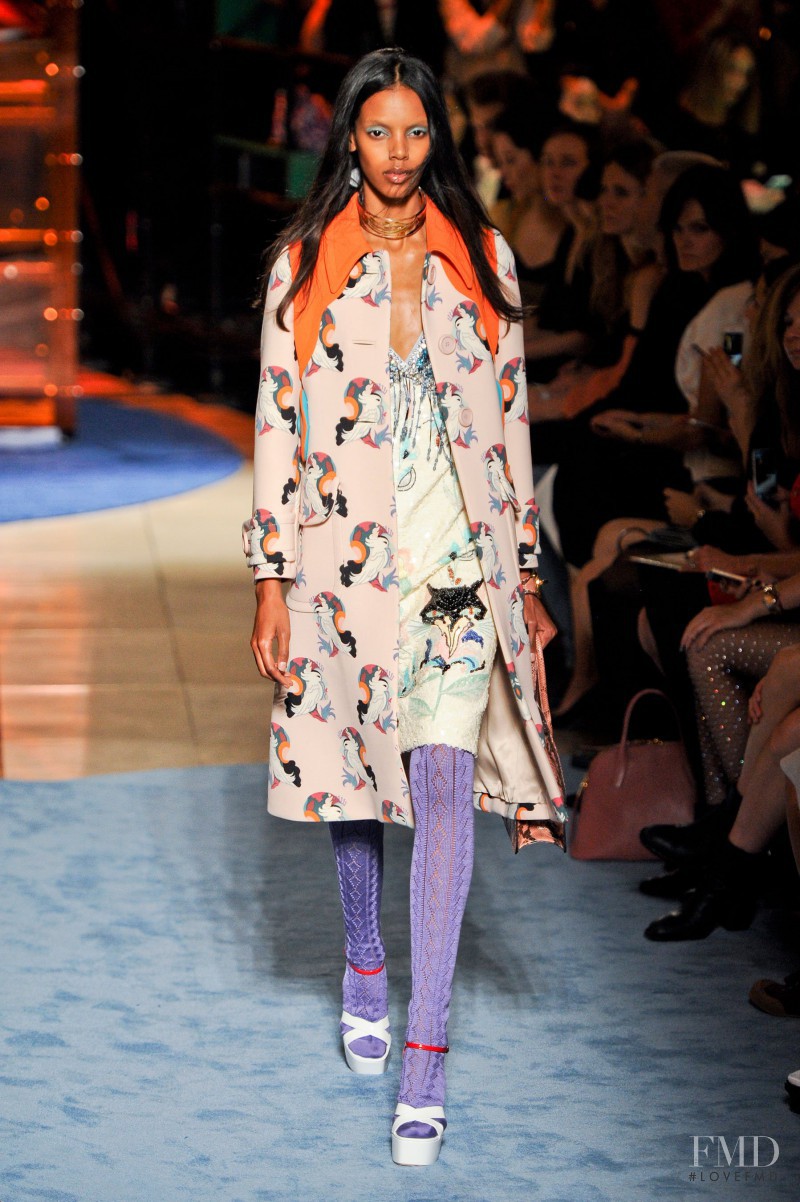 Grace Mahary featured in  the Miu Miu fashion show for Spring/Summer 2014