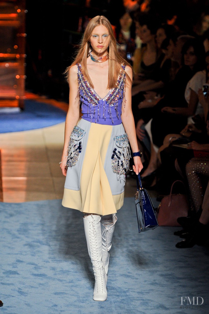 Hedvig Palm featured in  the Miu Miu fashion show for Spring/Summer 2014