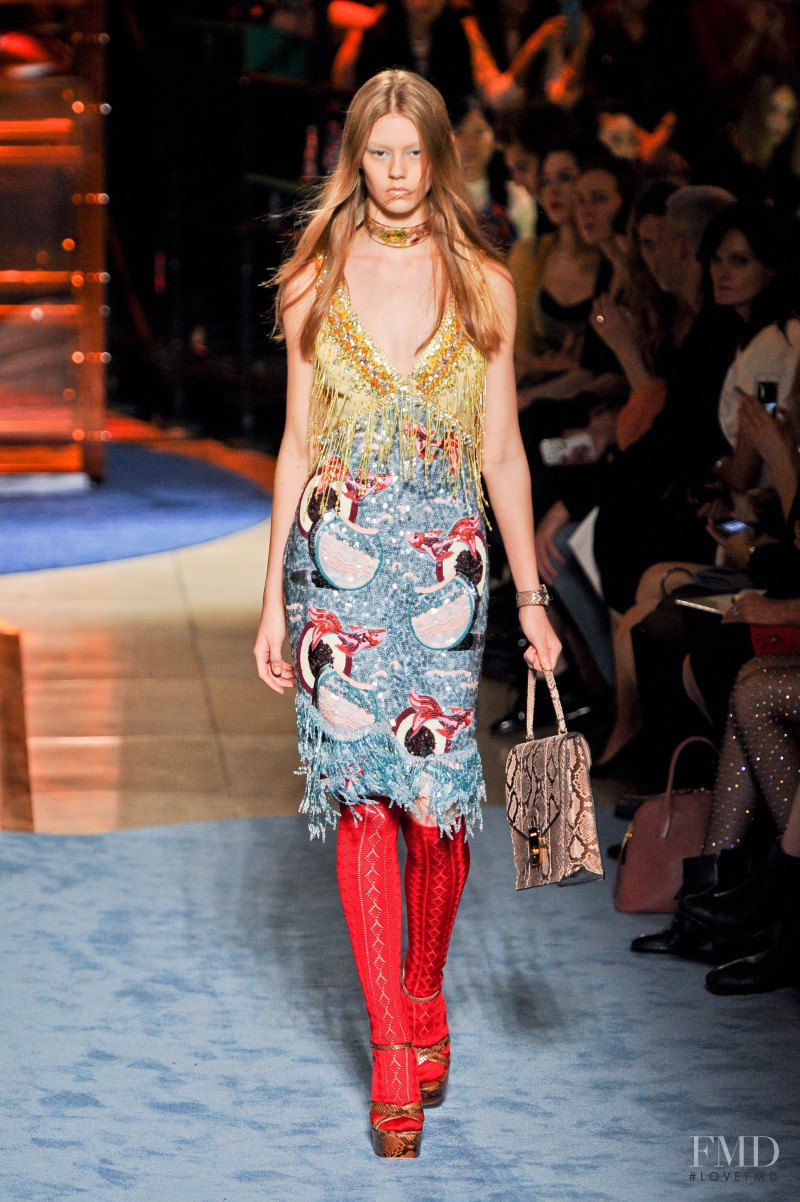 Ondria Hardin featured in  the Miu Miu fashion show for Spring/Summer 2014