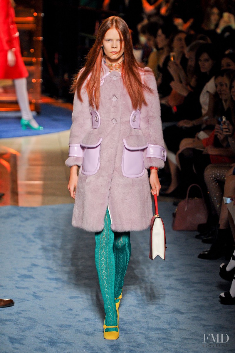 Irina Kravchenko featured in  the Miu Miu fashion show for Spring/Summer 2014