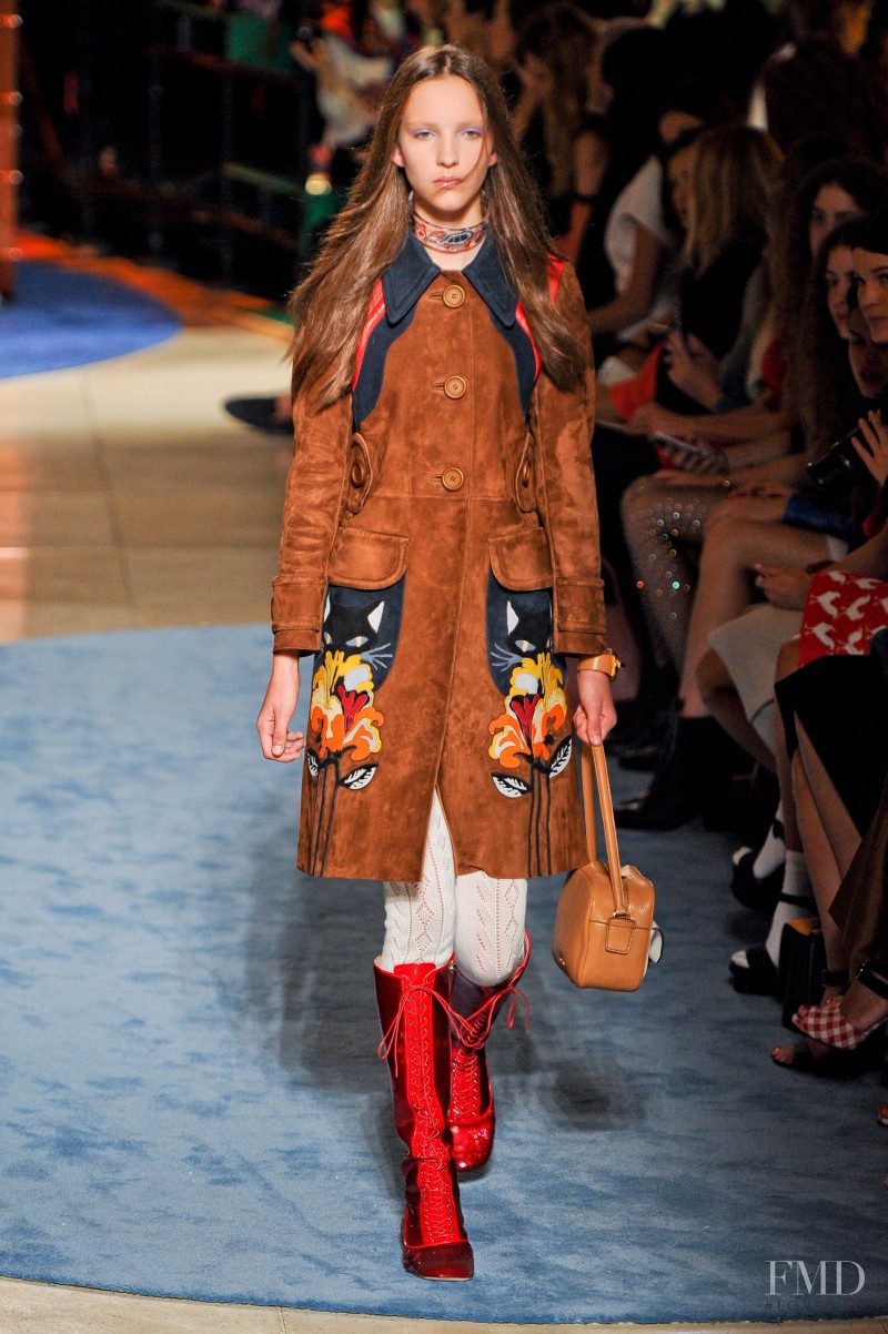 Clémentine Deraedt featured in  the Miu Miu fashion show for Spring/Summer 2014