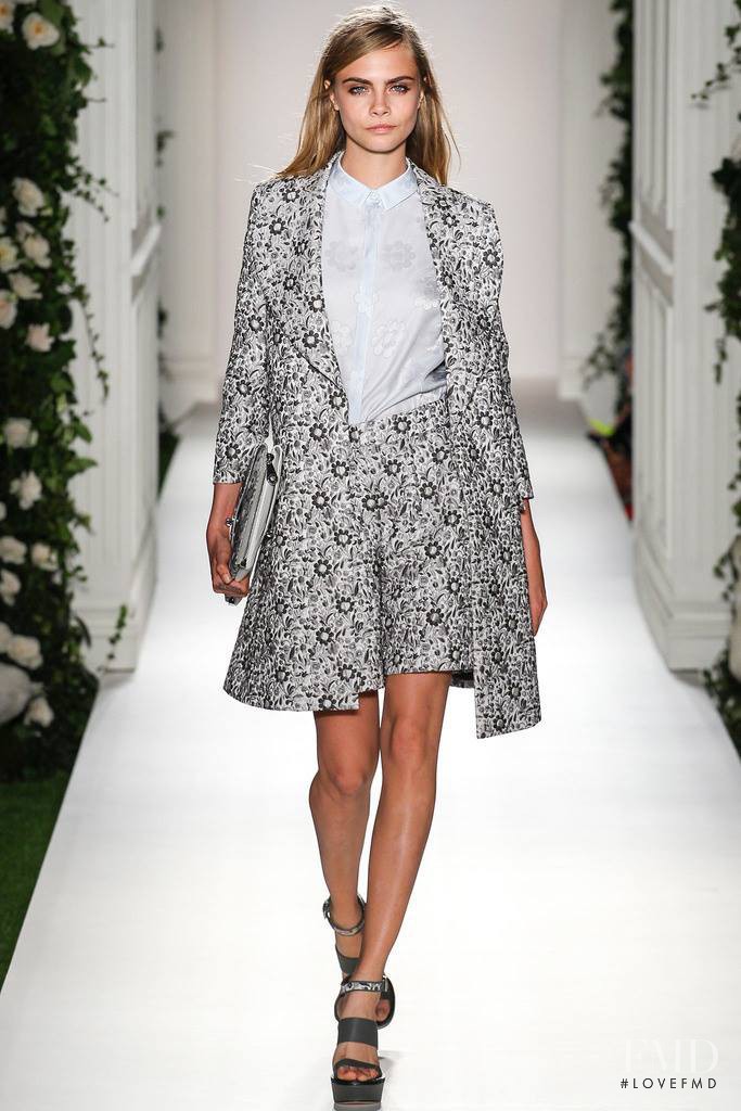 Cara Delevingne featured in  the Mulberry fashion show for Spring/Summer 2014