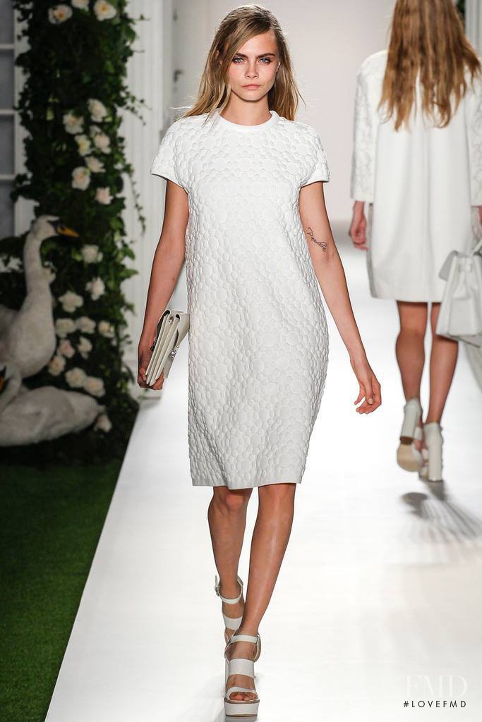 Cara Delevingne featured in  the Mulberry fashion show for Spring/Summer 2014