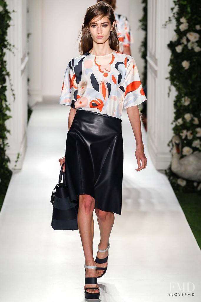 Marine Deleeuw featured in  the Mulberry fashion show for Spring/Summer 2014