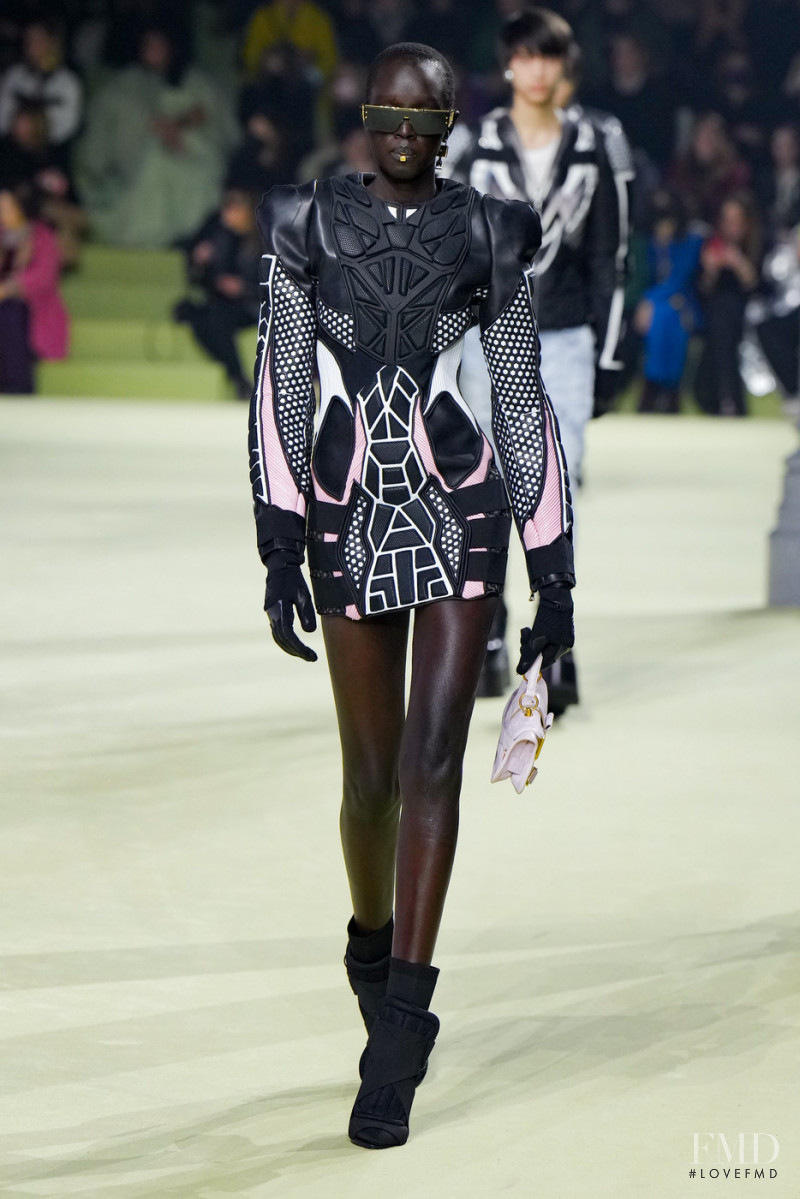 Akuol Deng Atem featured in  the Balmain fashion show for Autumn/Winter 2022