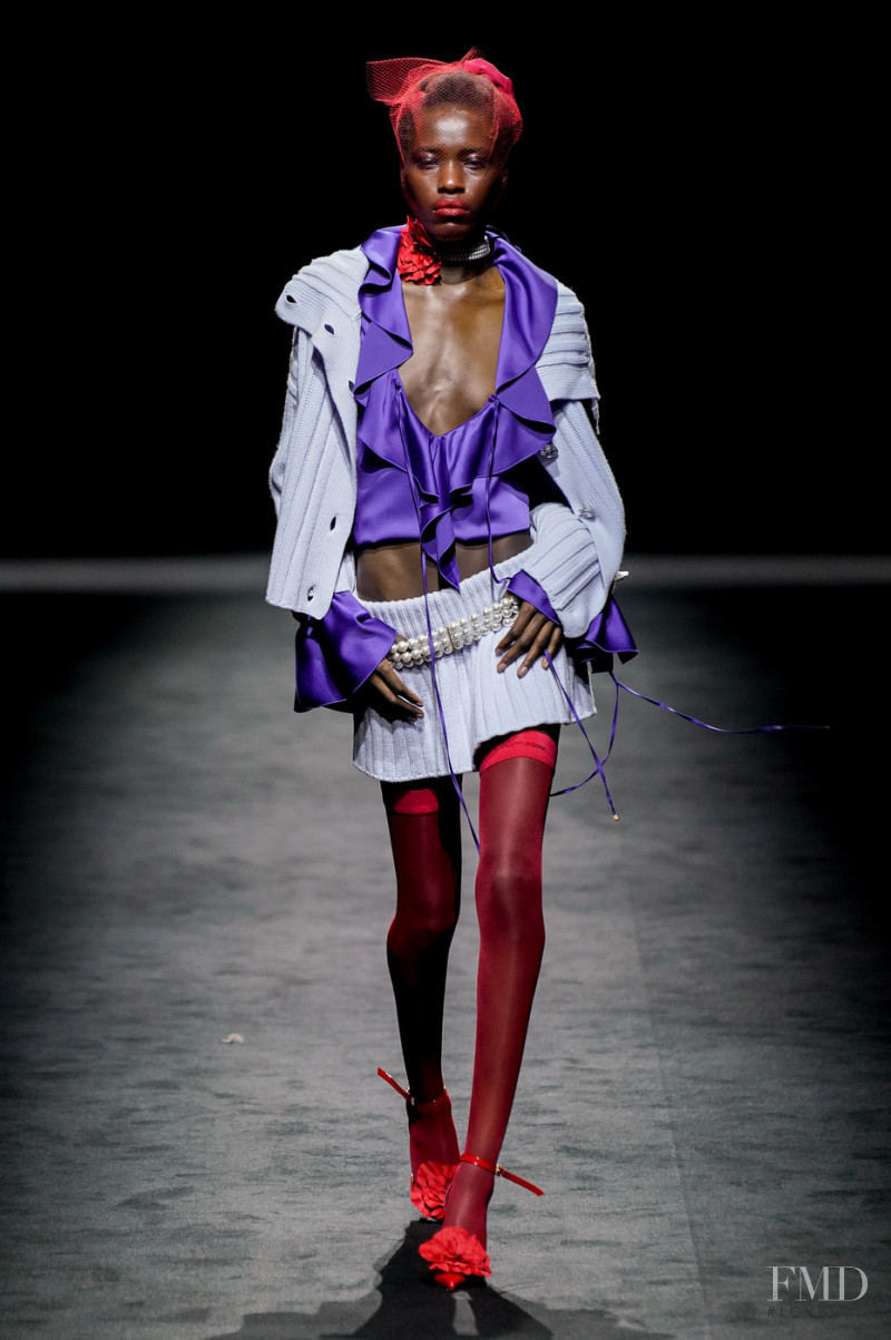 Awar Odhiang featured in  the Blumarine fashion show for Autumn/Winter 2022