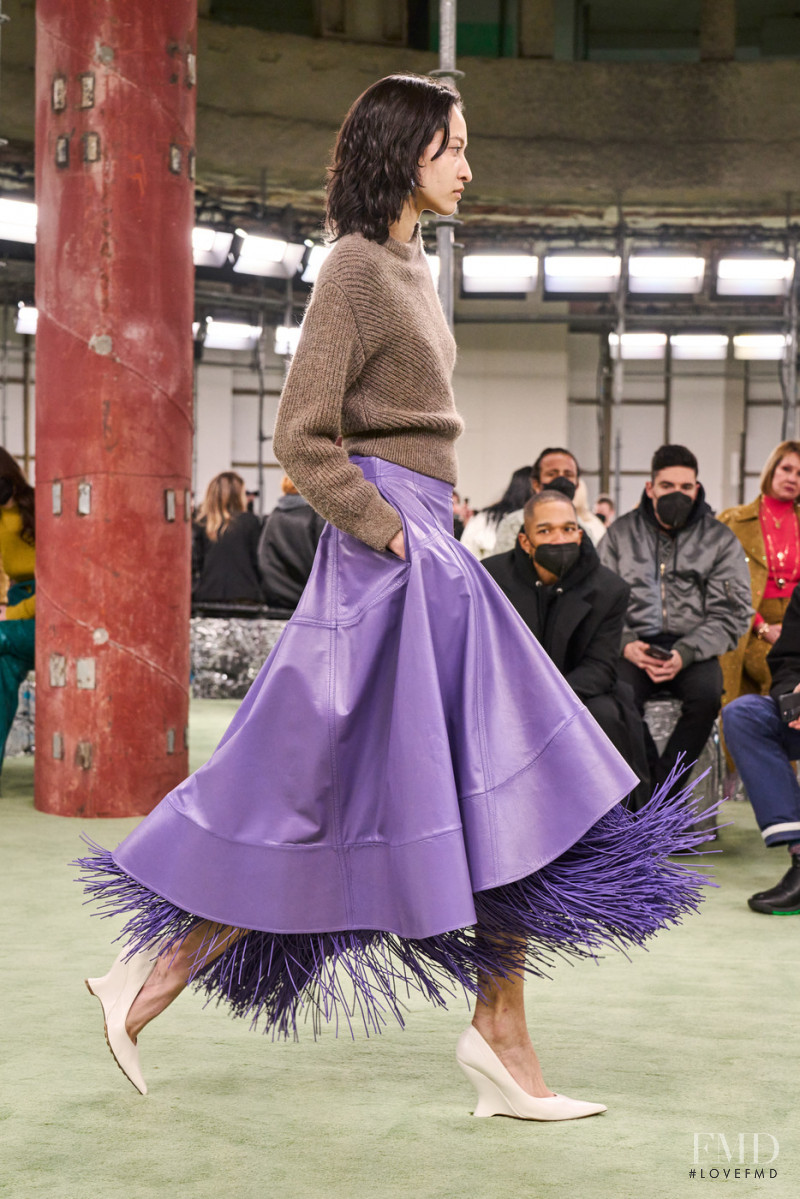 America Gonzalez featured in  the Bottega Veneta fashion show for Autumn/Winter 2022