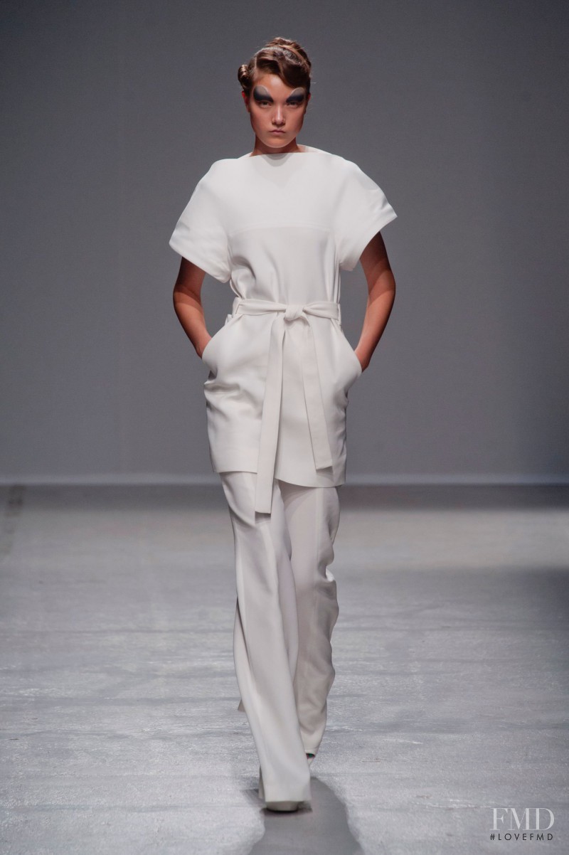 Yumi Lambert featured in  the Gareth Pugh fashion show for Spring/Summer 2014