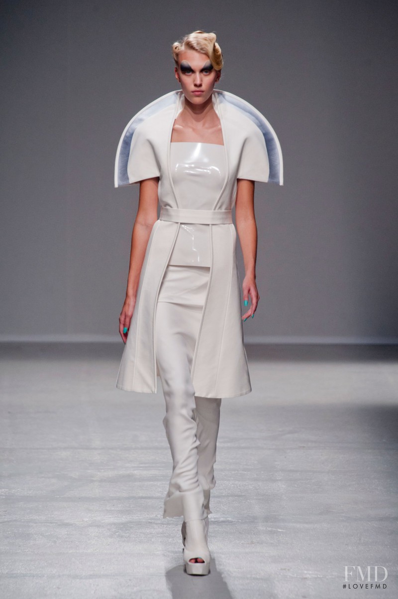 Juliana Schurig featured in  the Gareth Pugh fashion show for Spring/Summer 2014