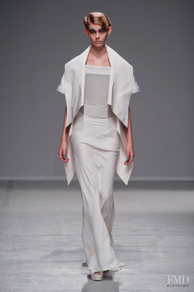 Ondria Hardin featured in  the Gareth Pugh fashion show for Spring/Summer 2014