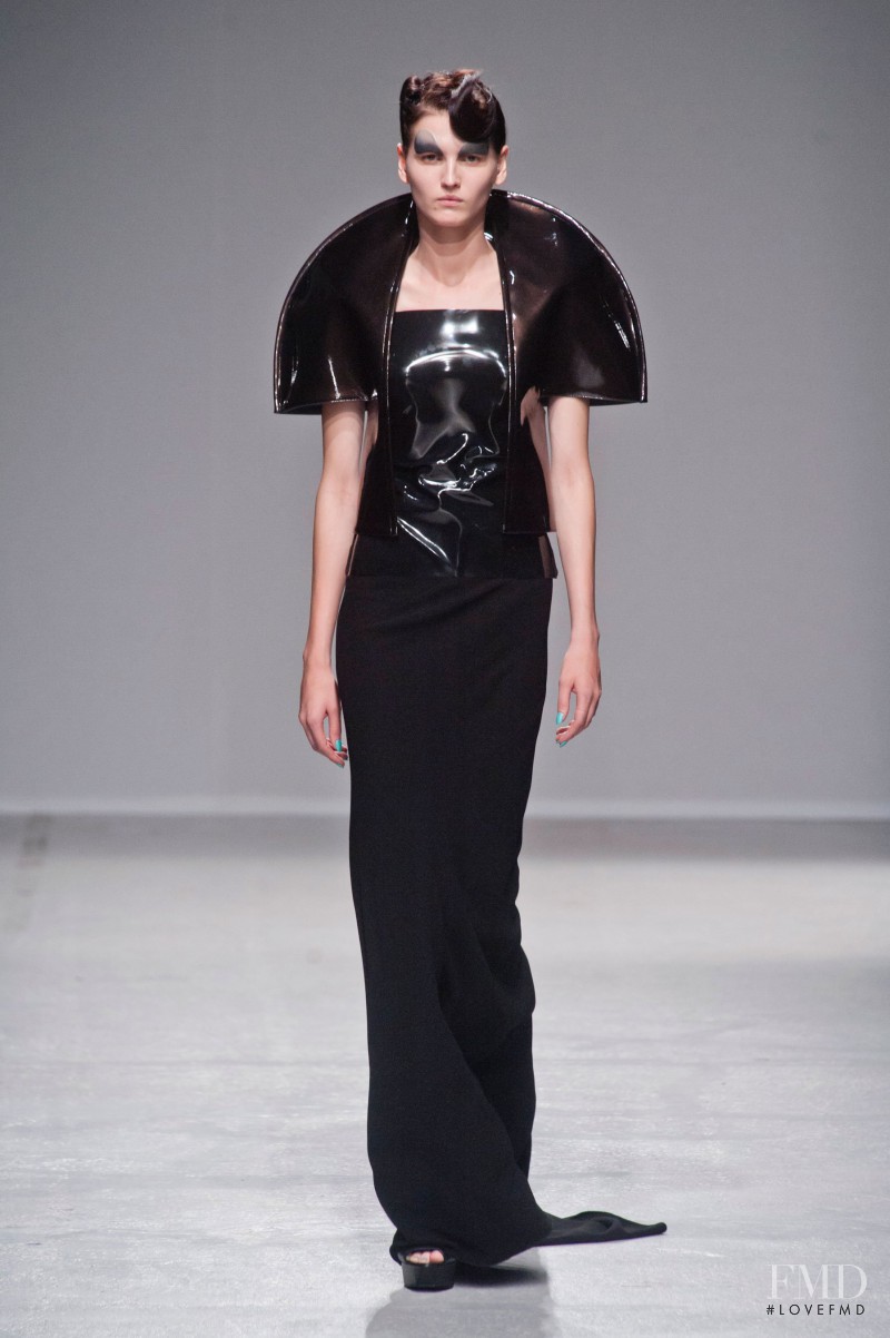 Katlin Aas featured in  the Gareth Pugh fashion show for Spring/Summer 2014