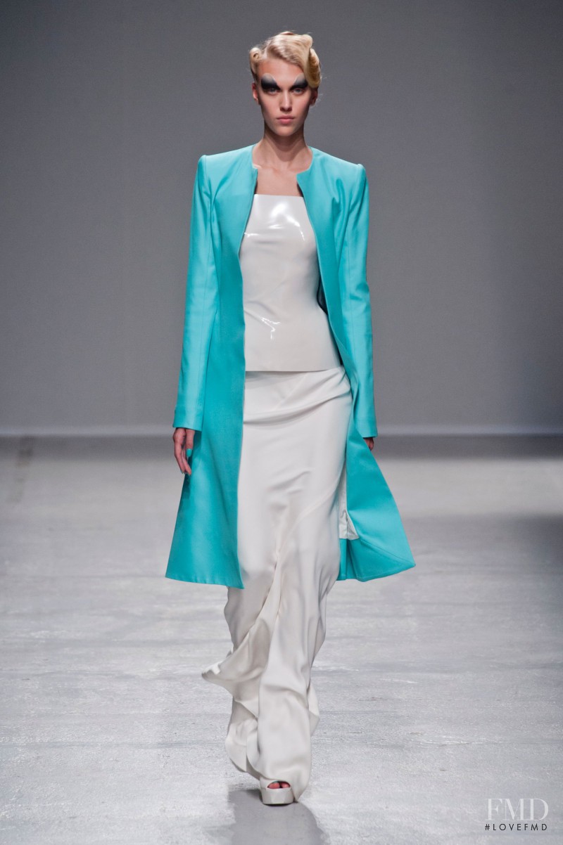 Juliana Schurig featured in  the Gareth Pugh fashion show for Spring/Summer 2014