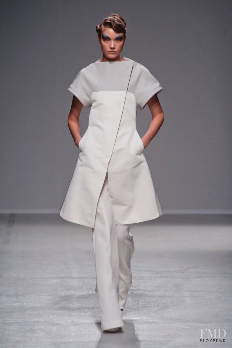Yumi Lambert featured in  the Gareth Pugh fashion show for Spring/Summer 2014