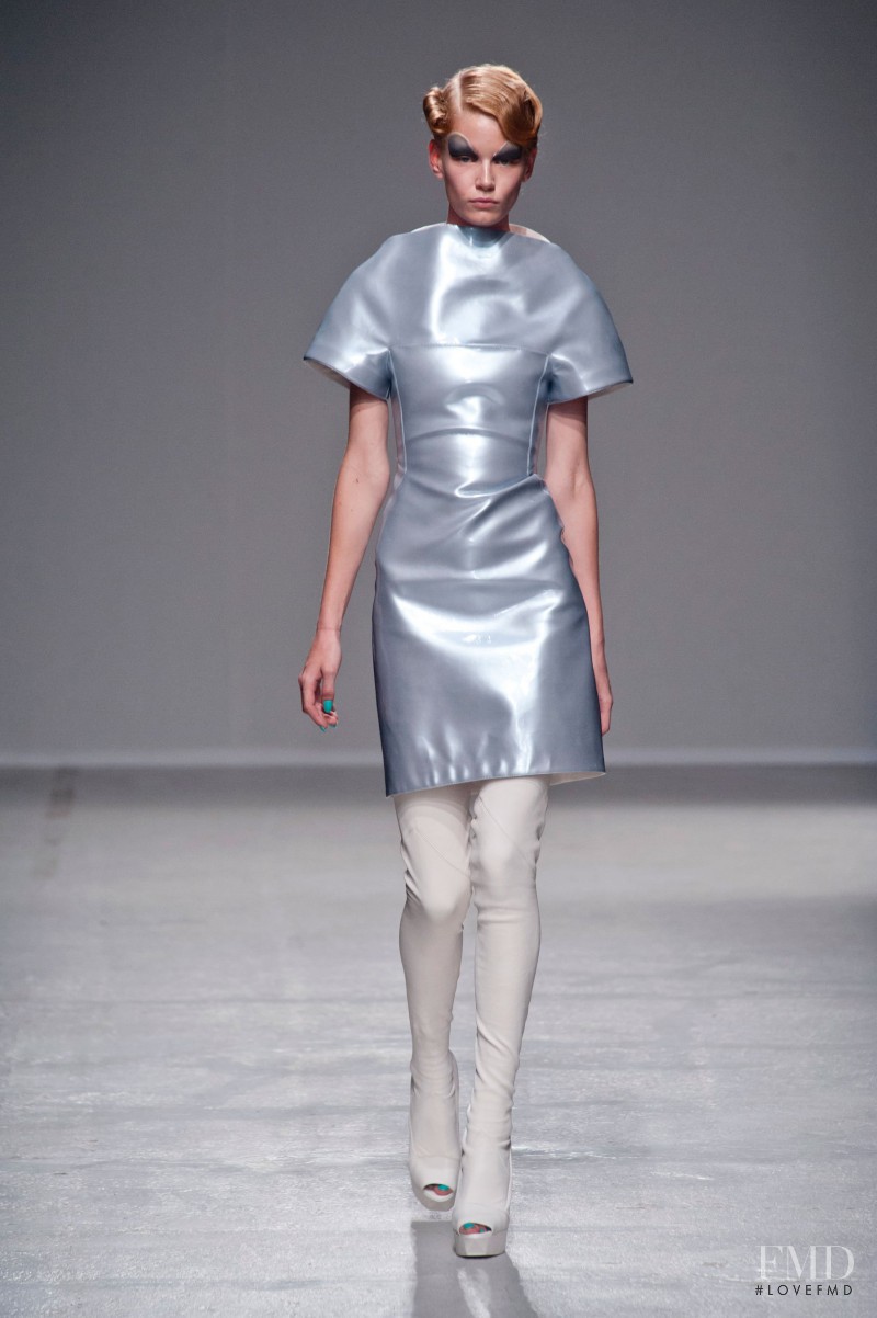 Hollie May Saker featured in  the Gareth Pugh fashion show for Spring/Summer 2014