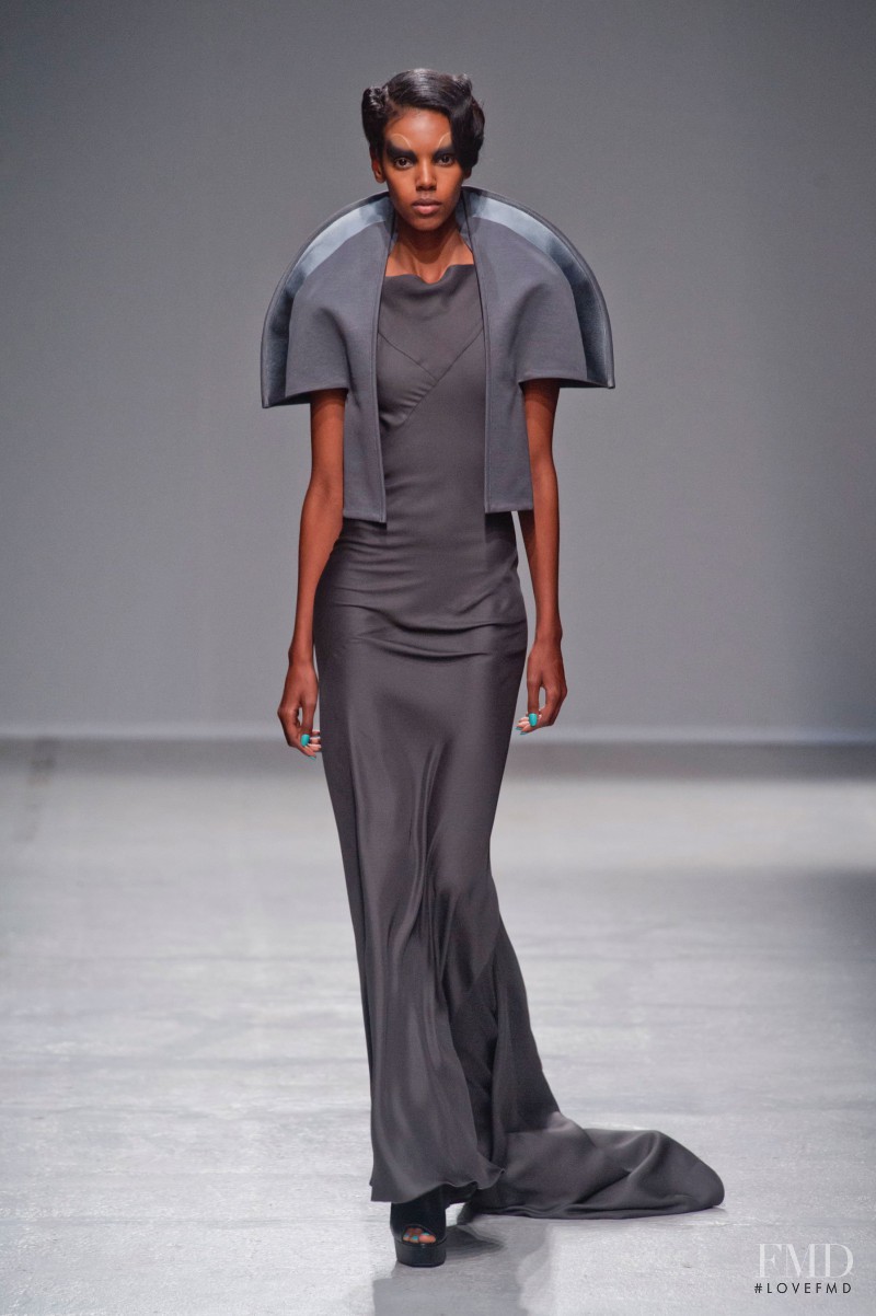 Grace Mahary featured in  the Gareth Pugh fashion show for Spring/Summer 2014