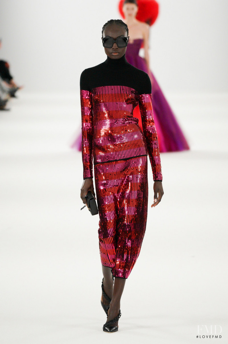Nyagua Ruea featured in  the Carolina Herrera fashion show for Autumn/Winter 2022