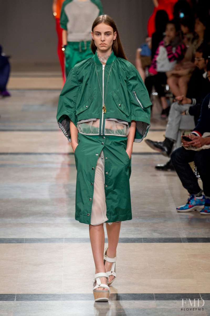 Estella Brons featured in  the Sacai fashion show for Spring/Summer 2014