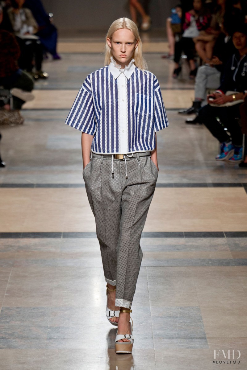 Harleth Kuusik featured in  the Sacai fashion show for Spring/Summer 2014