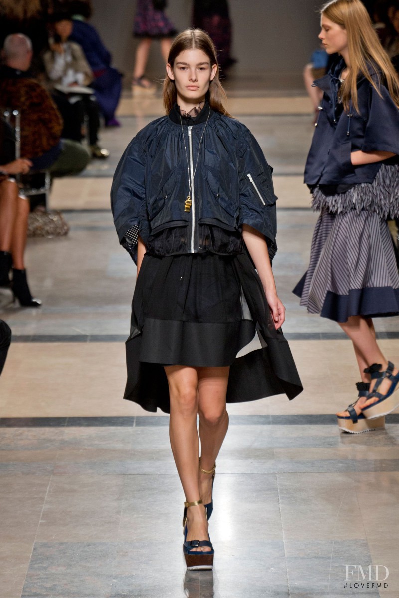 Ophélie Guillermand featured in  the Sacai fashion show for Spring/Summer 2014