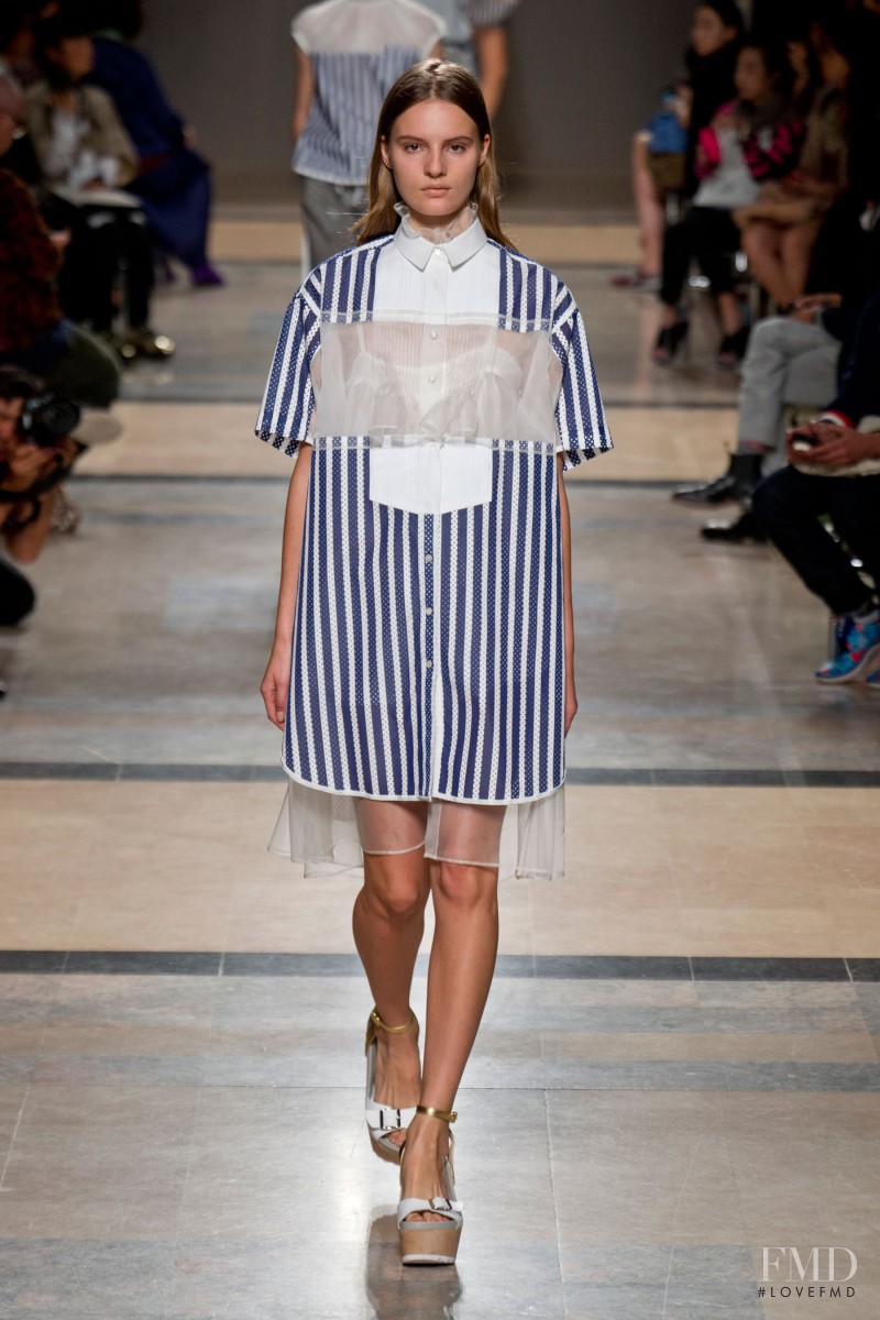 Tilda Lindstam featured in  the Sacai fashion show for Spring/Summer 2014