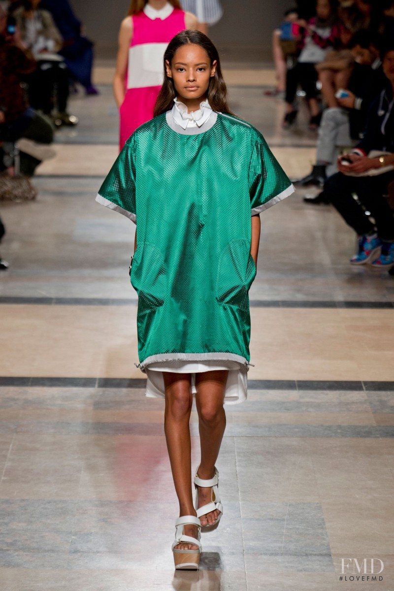 Malaika Firth featured in  the Sacai fashion show for Spring/Summer 2014