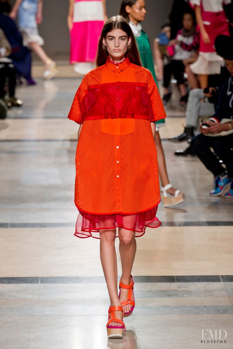 Elodia Prieto featured in  the Sacai fashion show for Spring/Summer 2014