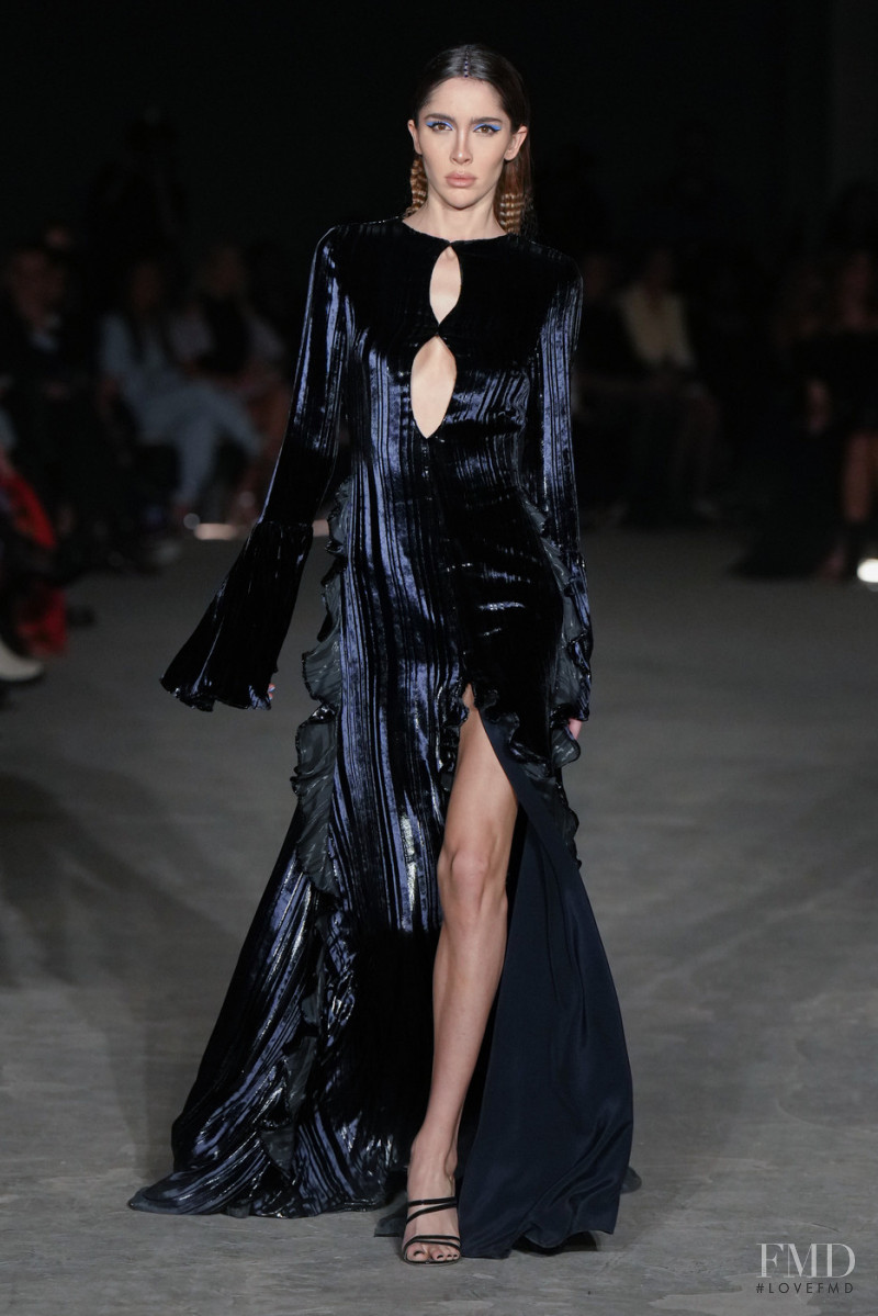 Teddy Quinlivan featured in  the Christian Siriano fashion show for Autumn/Winter 2022