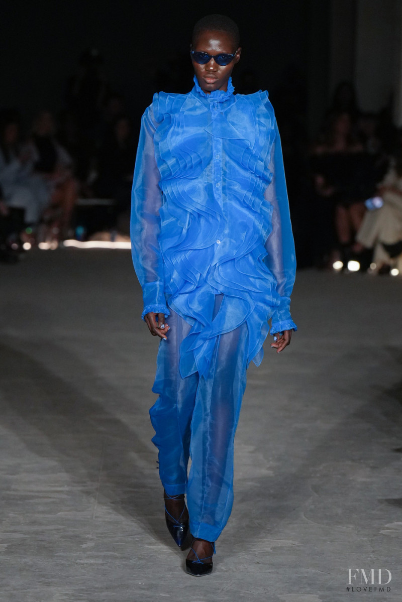 Eman Deng featured in  the Christian Siriano fashion show for Autumn/Winter 2022