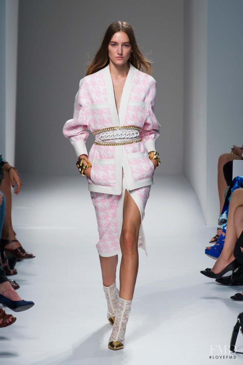 Joséphine Le Tutour featured in  the Balmain fashion show for Spring/Summer 2014