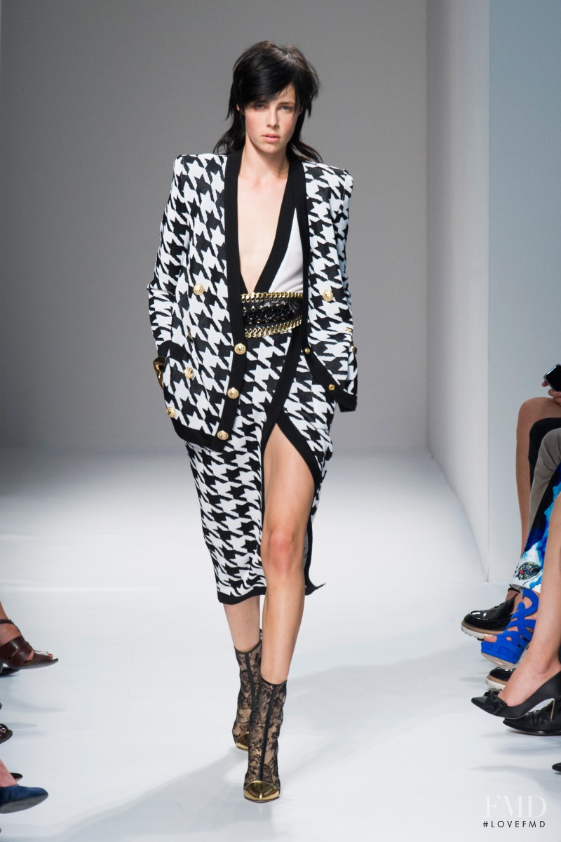 Edie Campbell featured in  the Balmain fashion show for Spring/Summer 2014