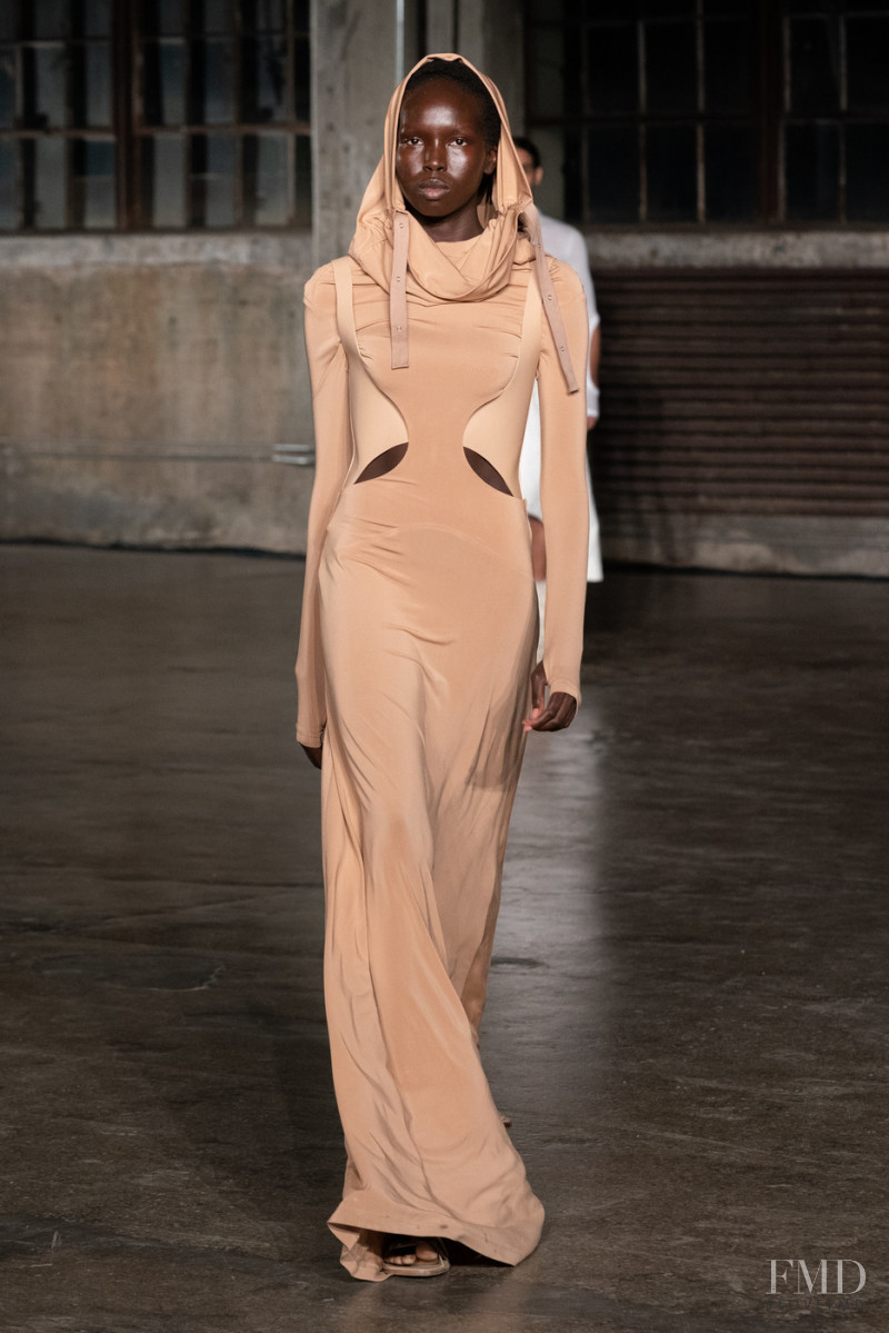 Ajok Madel featured in  the Dion Lee fashion show for Autumn/Winter 2022