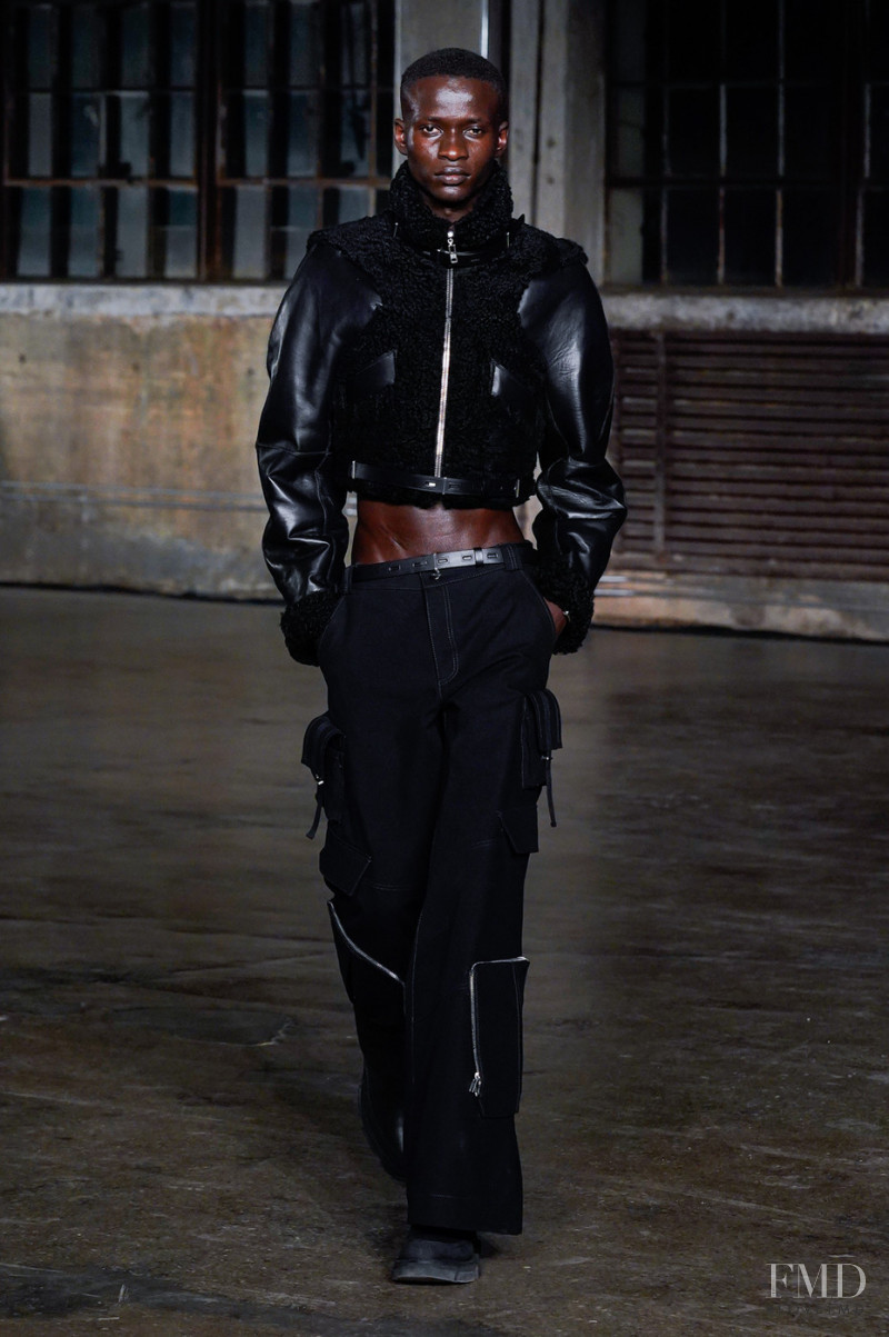 Serigne Lam featured in  the Dion Lee fashion show for Autumn/Winter 2022