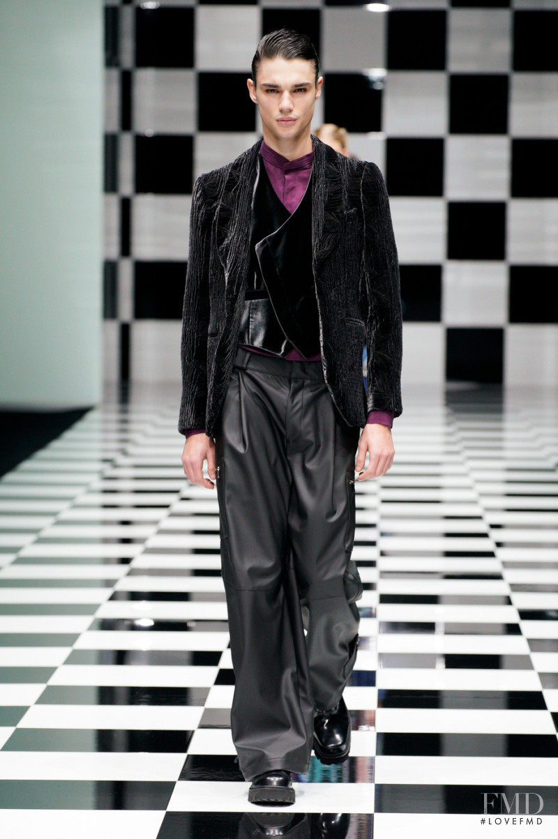 Fernando Lindez featured in  the Emporio Armani fashion show for Autumn/Winter 2022