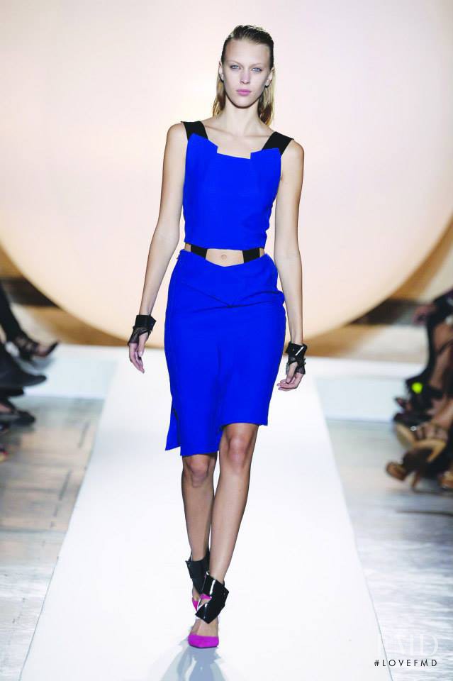 Juliana Schurig featured in  the Roland Mouret fashion show for Spring/Summer 2014
